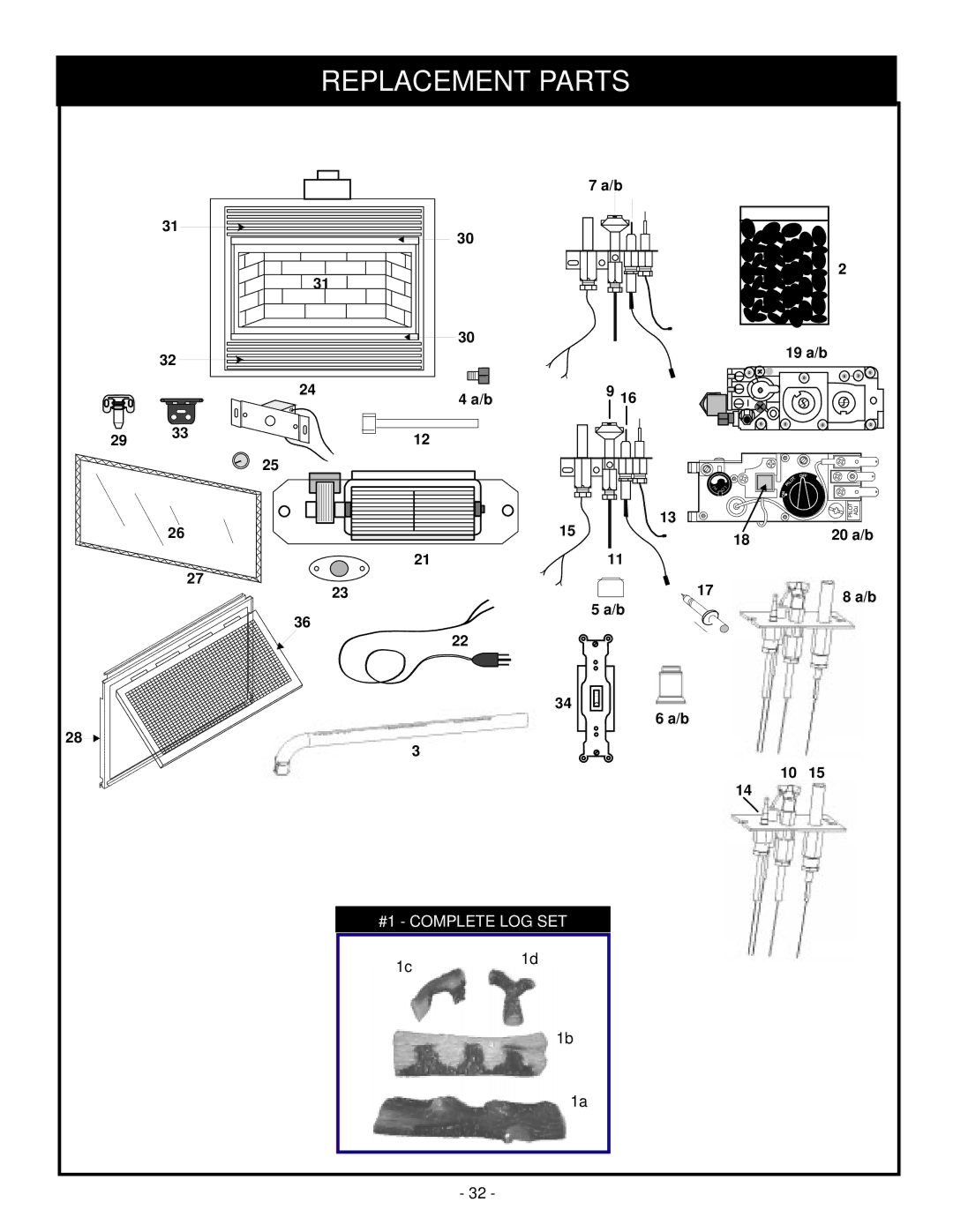 Vermont Casting BHDT36 installation instructions Replacement Parts 