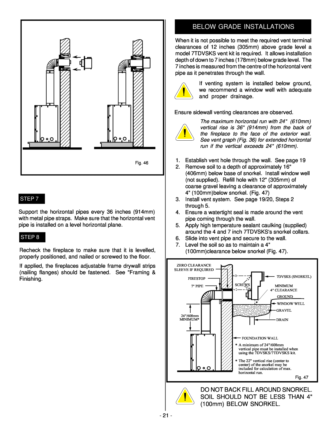 Vermont Casting BHDT36 installation instructions Below Grade Installations, Step 