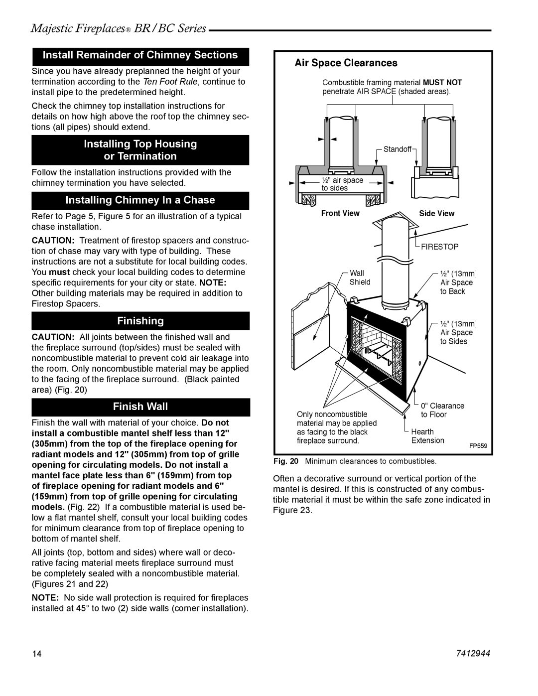 Vermont Casting BC36 Install Remainder of Chimney Sections, Installing Top Housing Or Termination, Finishing Finish Wall 