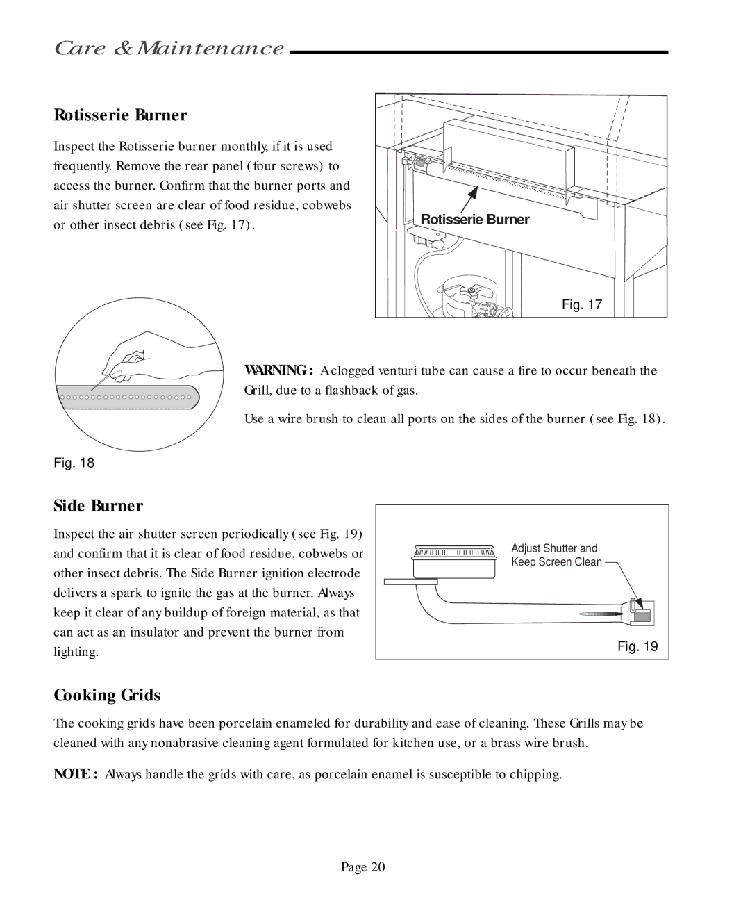 Vermont Casting CF9050 CF9080 user manual Rotisserie Burner, Side Burner, Cooking Grids 