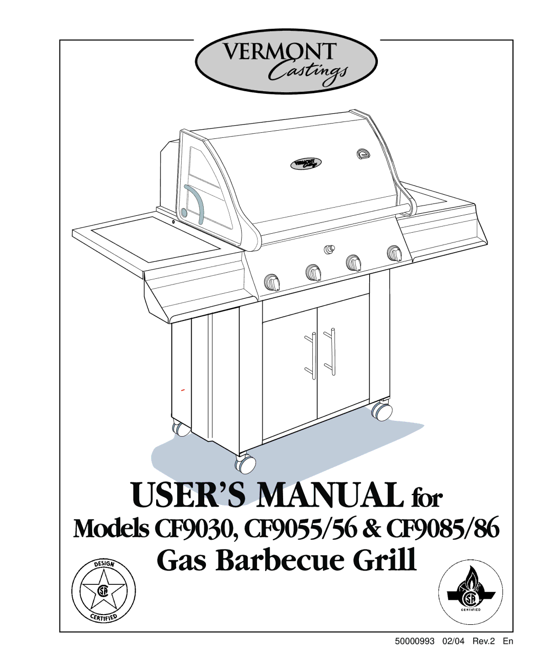 Vermont Casting CF9085, CF9086, CF9055, CF9056 user manual USER’S Manual for 