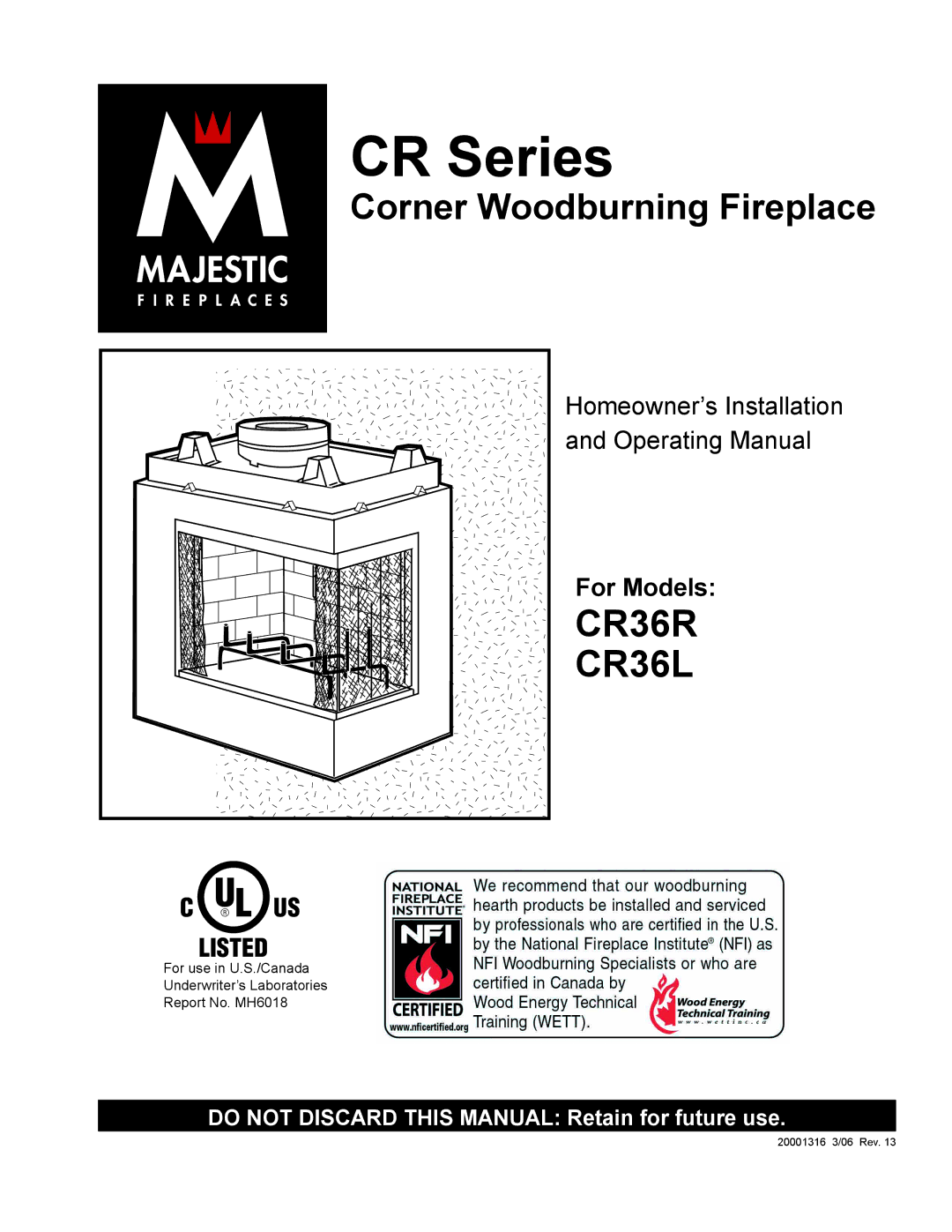 Vermont Casting CR36L, CR36R manual CR Series 