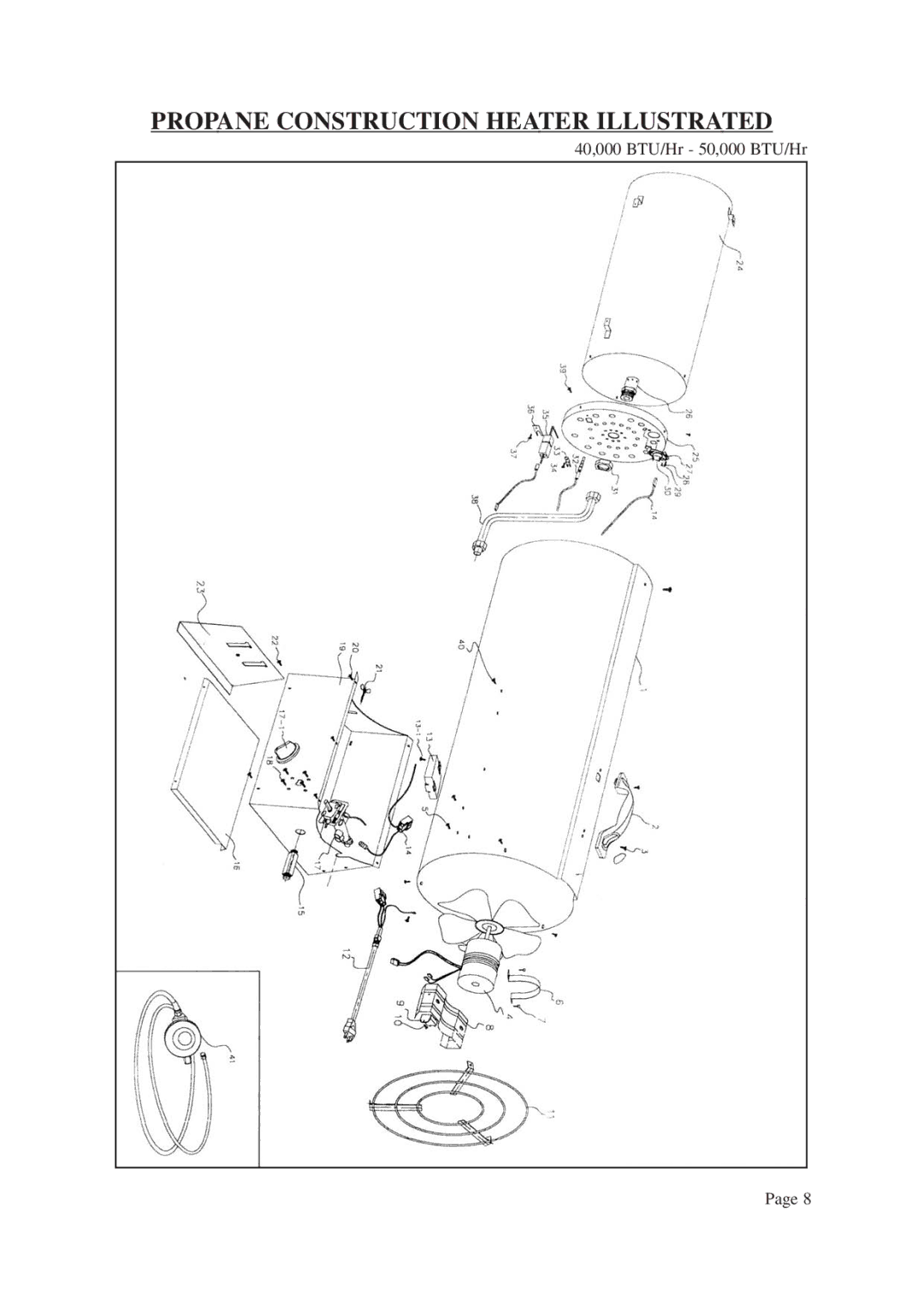 Vermont Casting ANSI Z83.7-2000, CSA 2.14-2000 instruction manual Propane Construction Heater Illustrated 