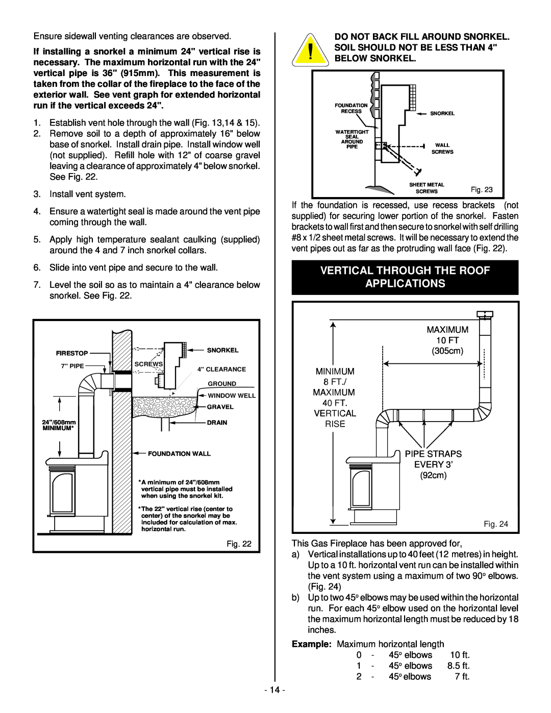 Vermont Casting D232 installation instructions Vertical Through The Roof Applications, run if the vertical exceeds 