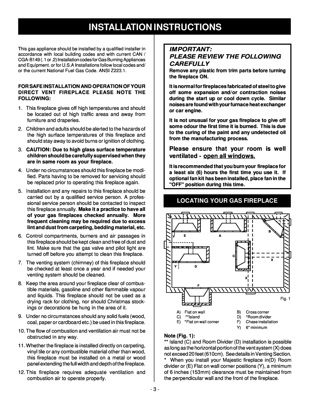 Vermont Casting DBR39 Installation Instructions, Please ensure that your room is well, ventilated - open all windows 