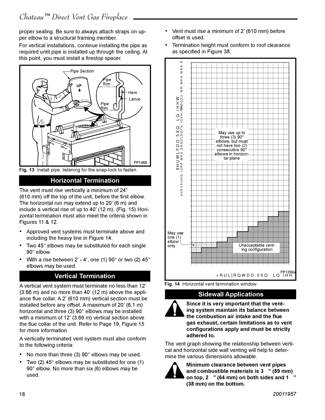 Vermont Casting DTV38s2 installation instructions Horizontal Termination, Vertical Termination, Sidewall Applications 