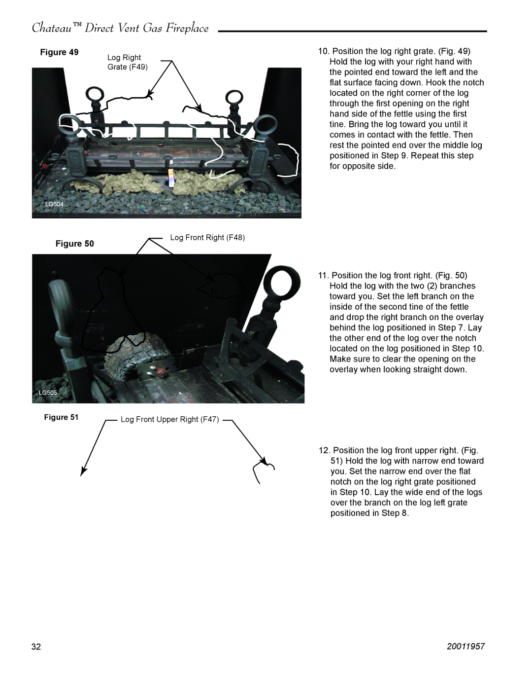 Vermont Casting DTV38s2 installation instructions Log Right 