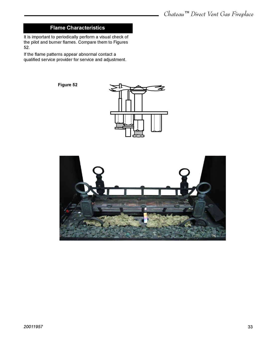 Vermont Casting DTV38s2 installation instructions Flame Characteristics 