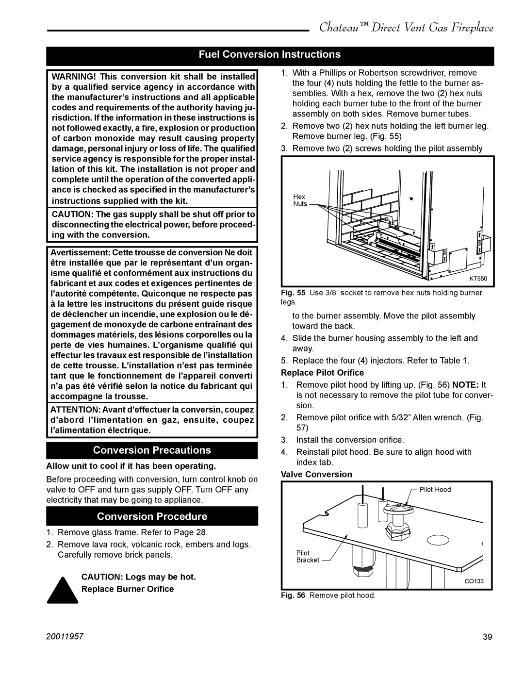 Vermont Casting DTV38s2 Fuel Conversion Instructions, Conversion Precautions, Conversion Procedure 