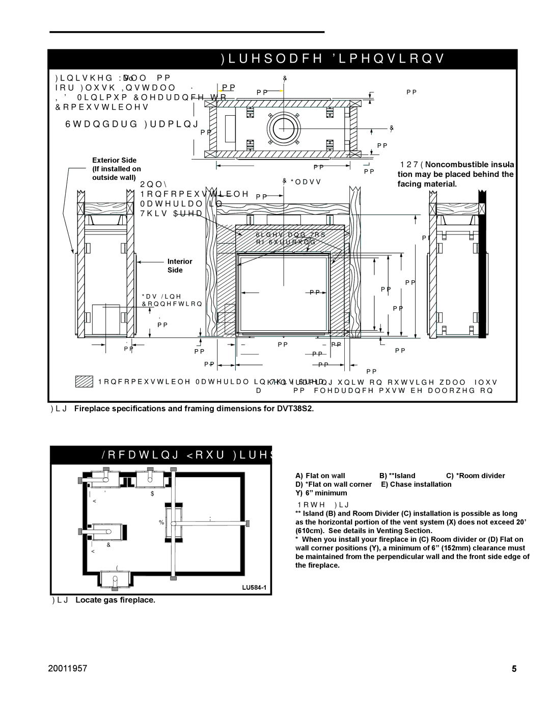 Vermont Casting DTV38s2 installation instructions Locating Your Fireplace, Standard Framing 