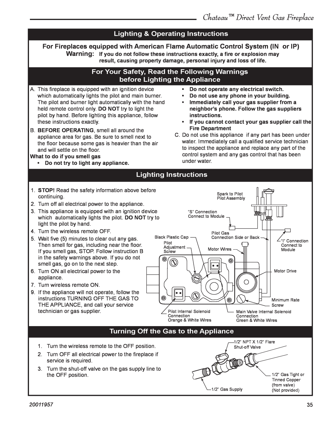 Vermont Casting DTV38s2 Lighting & Operating Instructions, For Your Safety, Read the Following Warnings, 20011957 