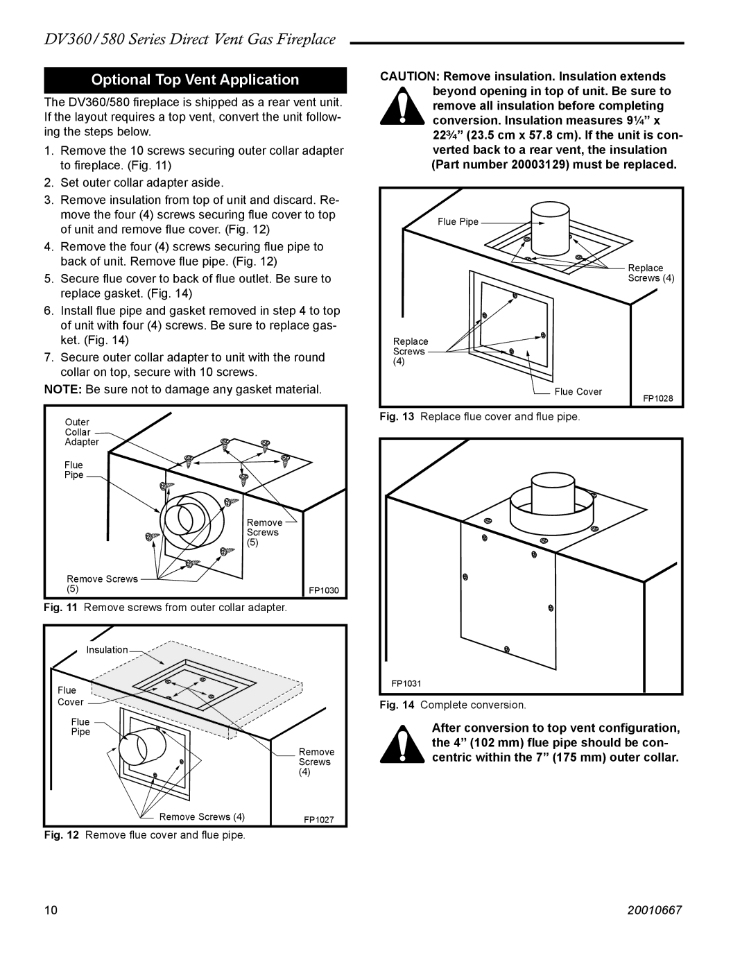 Vermont Casting DV580, DV360 manual Optional Top Vent Application, Complete conversion 