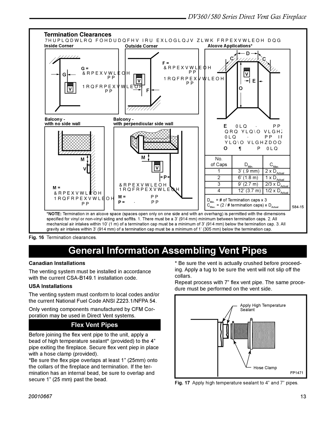 Vermont Casting DV580, DV360 manual General Information Assembling Vent Pipes, Flex Vent Pipes, Canadian Installations 