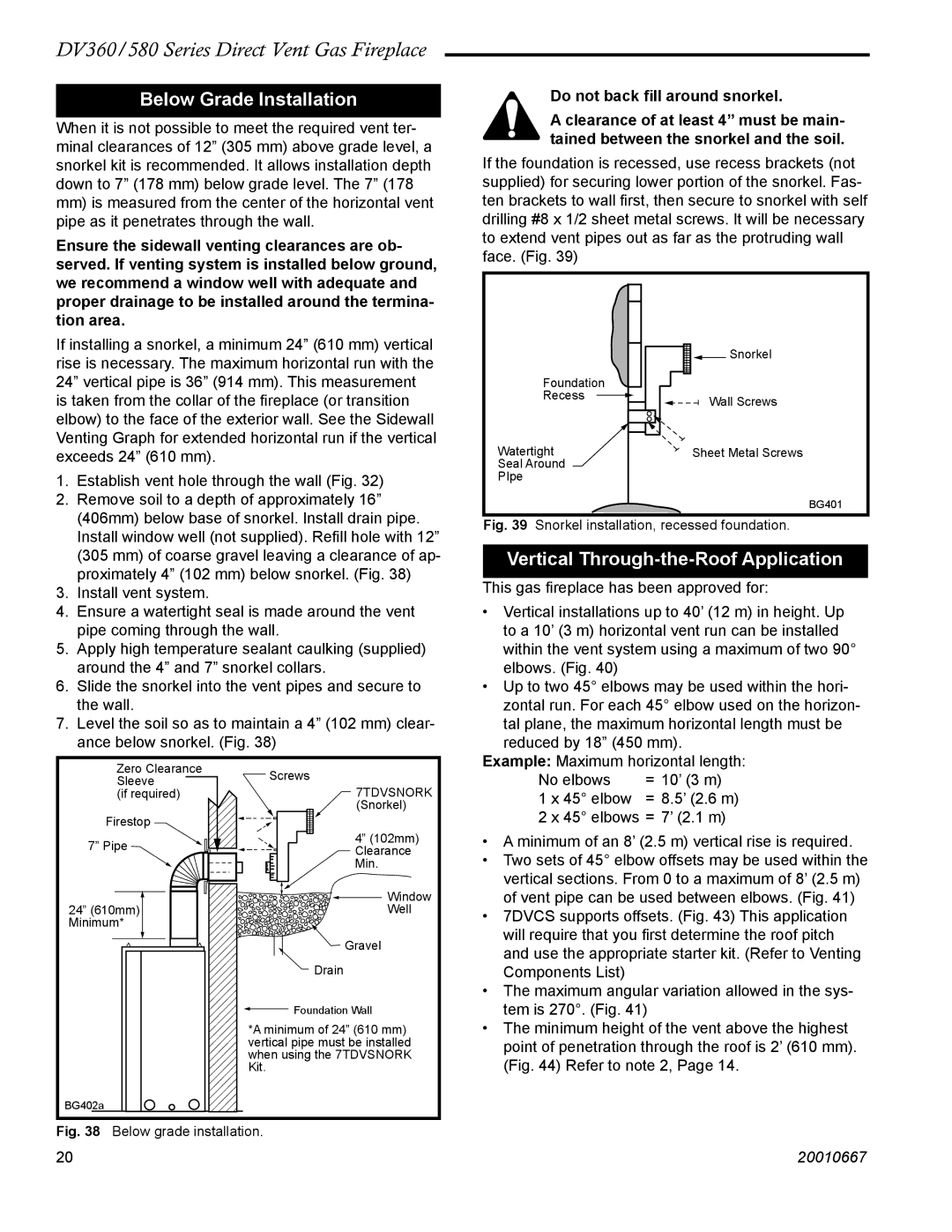 Vermont Casting DV580, DV360 manual Below Grade Installation, Vertical Through-the-Roof Application 