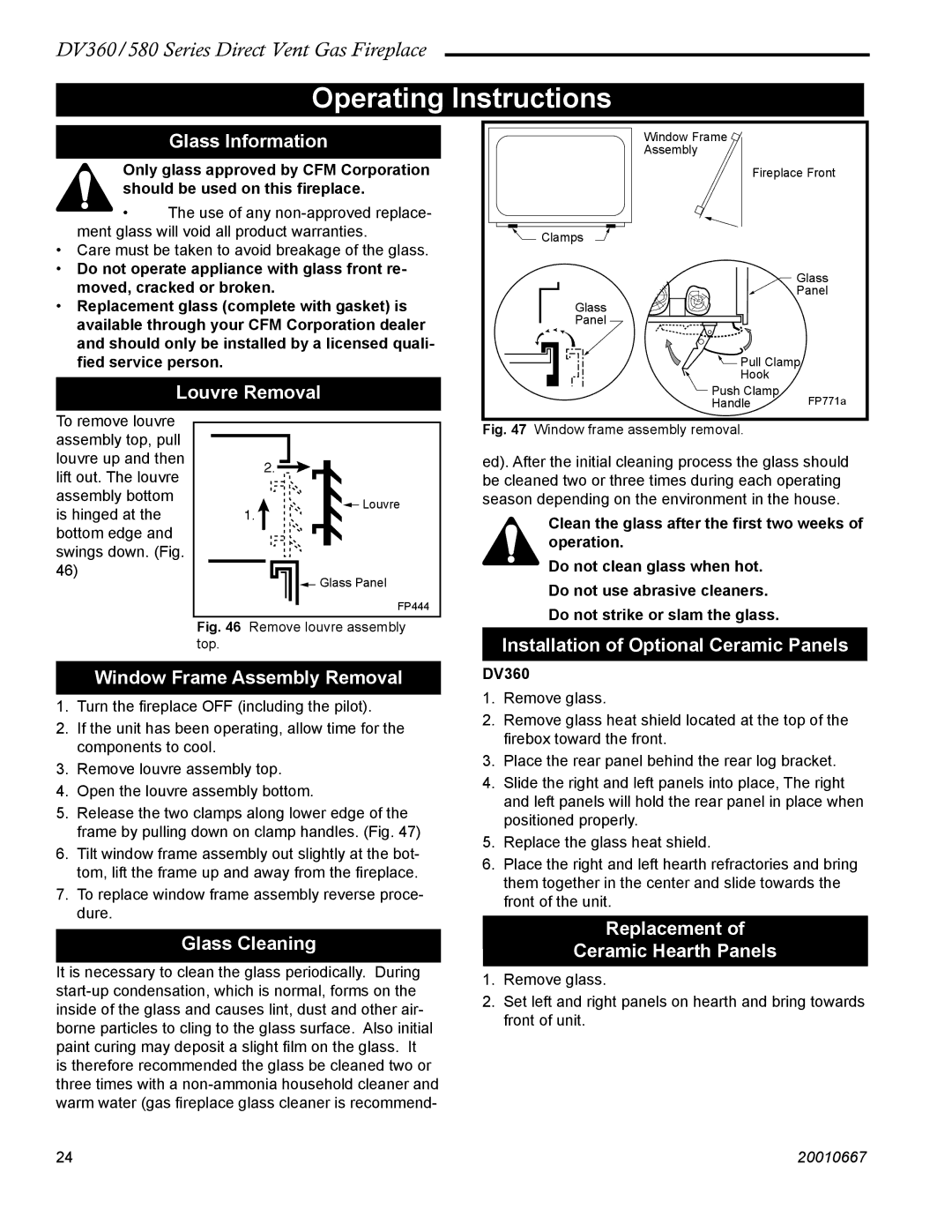 Vermont Casting DV580, DV360 manual Operating Instructions 