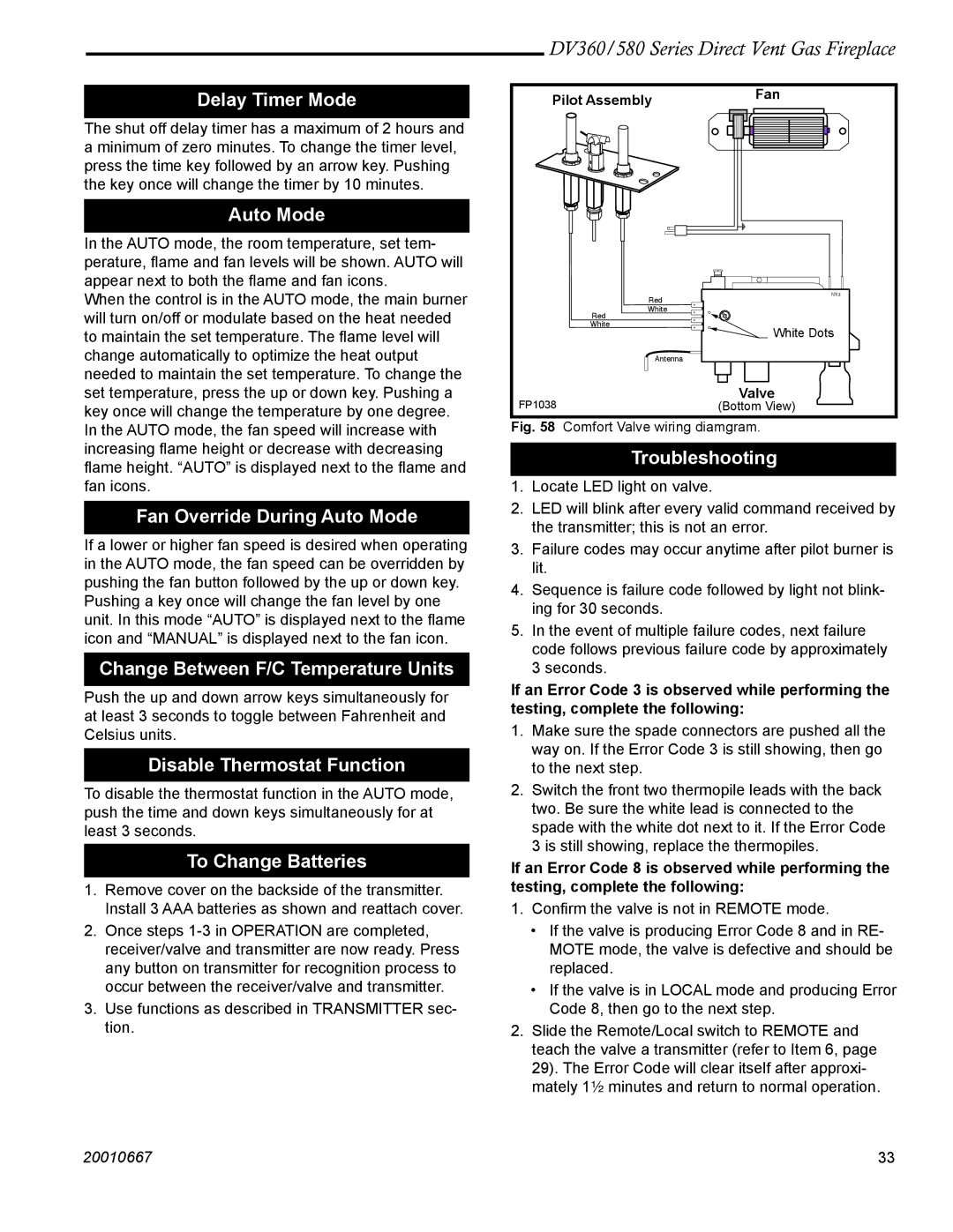 Vermont Casting DV580, DV360 Delay Timer Mode, Fan Override During Auto Mode, Change Between F/C Temperature Units 