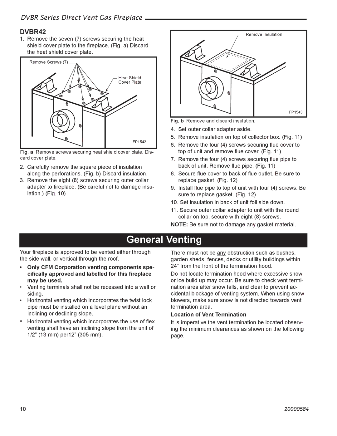 Vermont Casting DVBR42, DVBR36 manual General Venting, Location of Vent Termination 