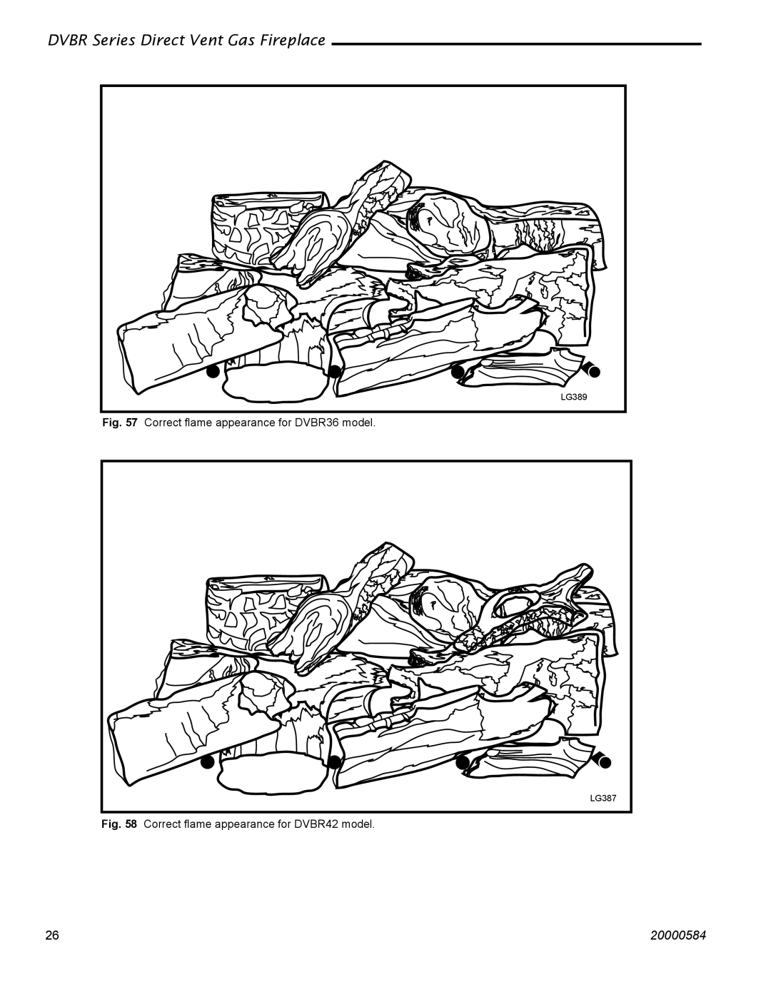 Vermont Casting DVBR42 manual Correct ﬂame appearance for DVBR36 model 