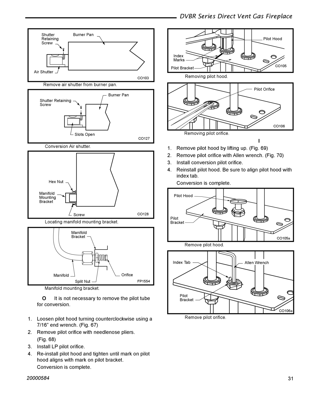 Vermont Casting DVBR36, DVBR42 manual Natural Gas, Pilot Conversion PSE, Pilot Conversion SIT 