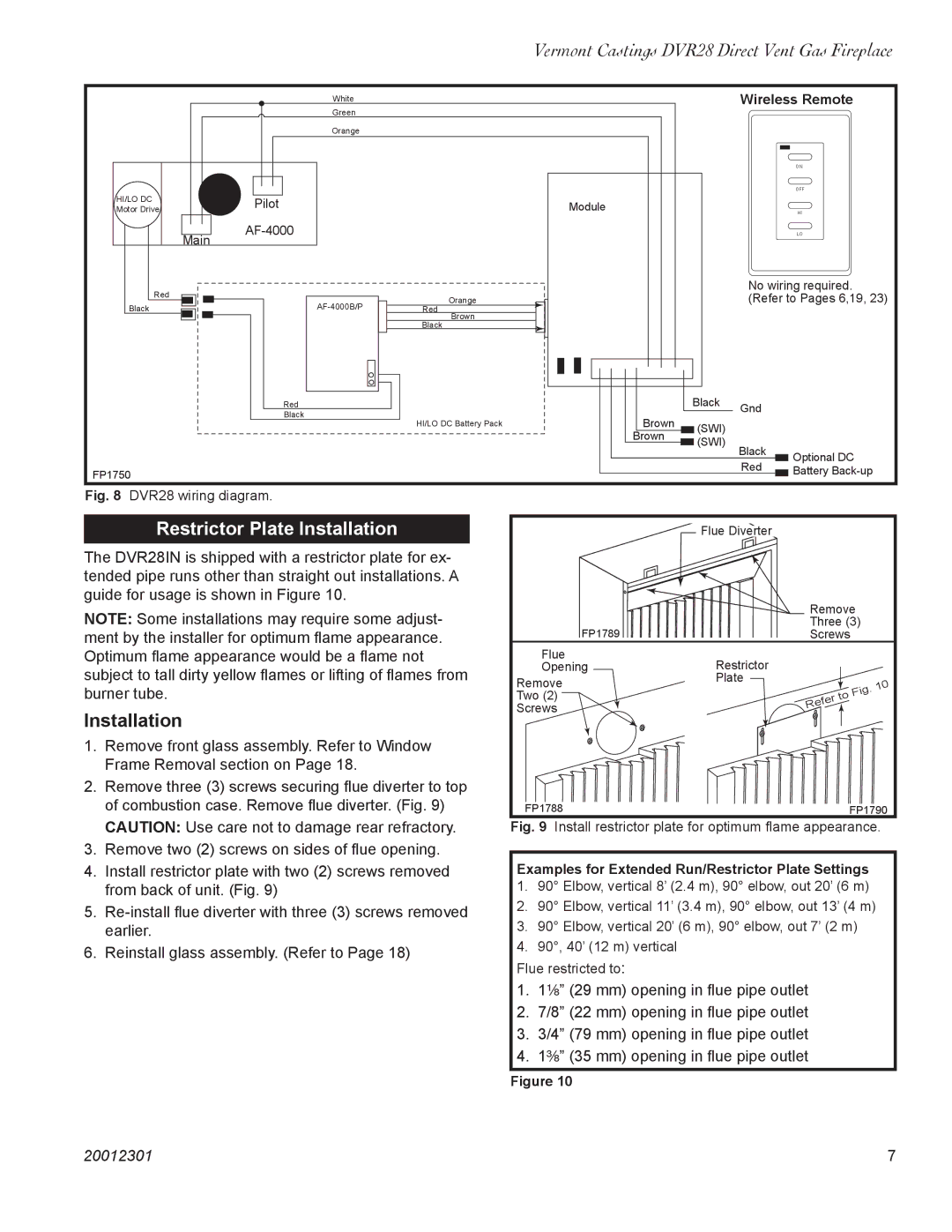 Vermont Casting DVR28IN installation instructions Restrictor Plate Installation 