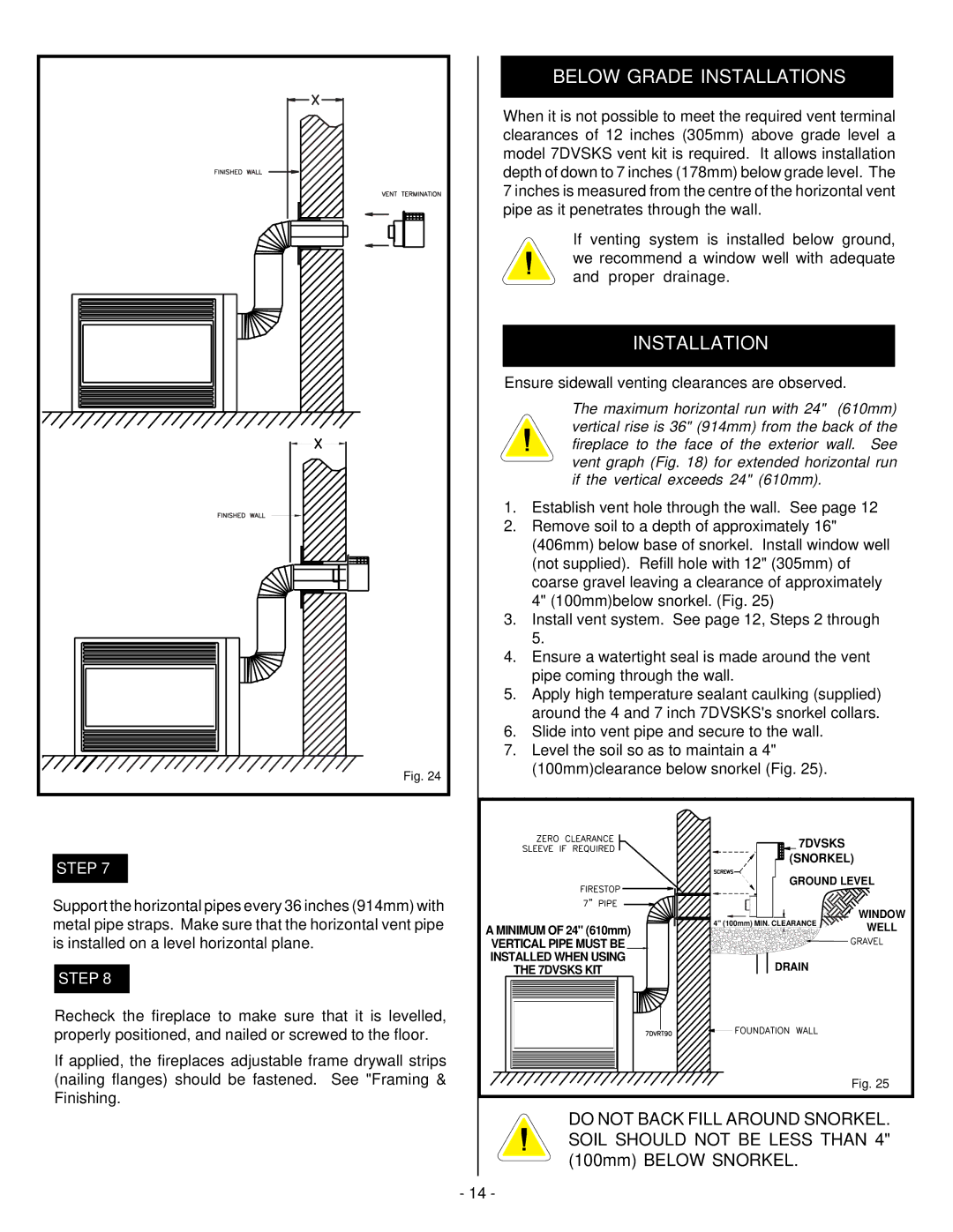 Vermont Casting DVRSR, DVRSL, DVRS3 installation instructions Below Grade Installations 