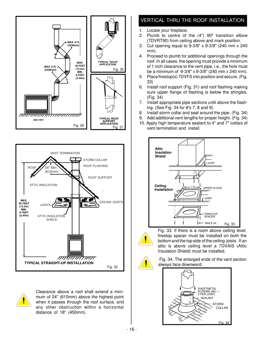 Vermont Casting DVRS3, DVRSL, DVRSR installation instructions Vertical Thru the Roof Installation 