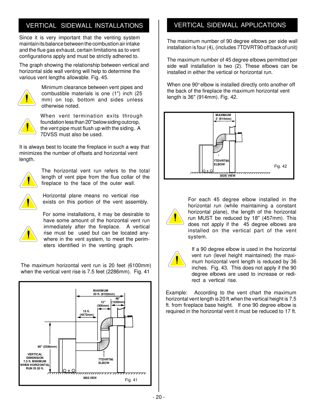 Vermont Casting DVRSR, DVRSL, DVRS3 installation instructions Vertical Sidewall Installations, Vertical Sidewall Applications 