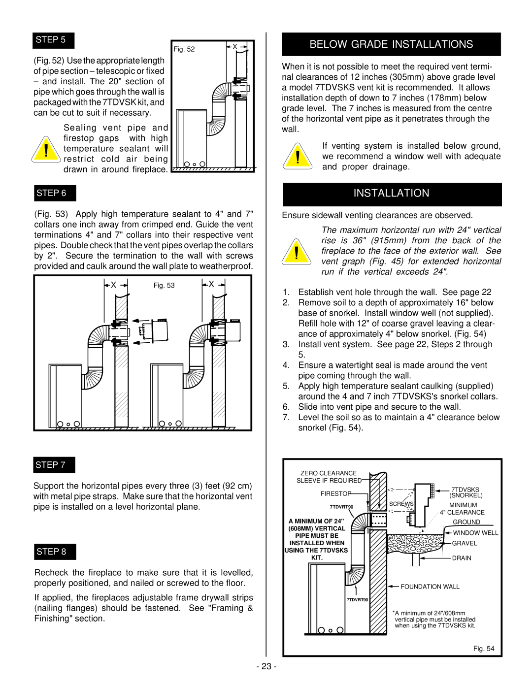 Vermont Casting DVRSR, DVRSL, DVRS3 installation instructions Zero Clearance Sleeve if Required Firestop 