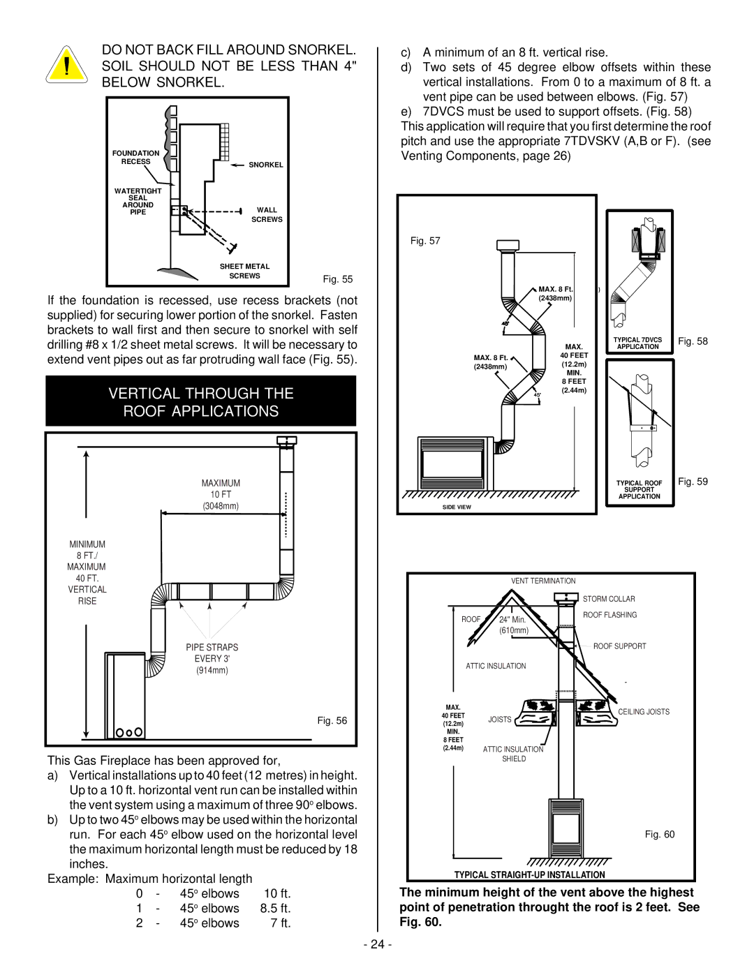 Vermont Casting DVRSL, DVRS3, DVRSR installation instructions Two sets of 45 degree elbow offsets within these 