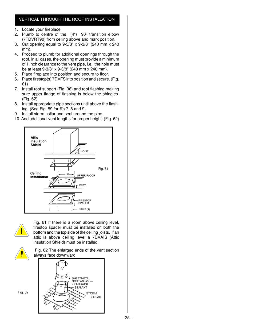 Vermont Casting DVRS3, DVRSL, DVRSR installation instructions Vertical Through the Roof Installation 