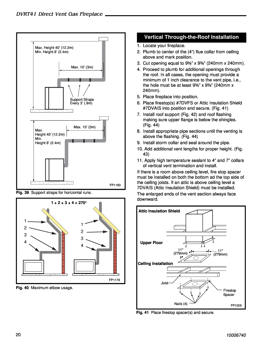 Vermont Casting manual Vertical Through-the-RoofInstallation, DVRT41 Direct Vent Gas Fireplace, 10006740 