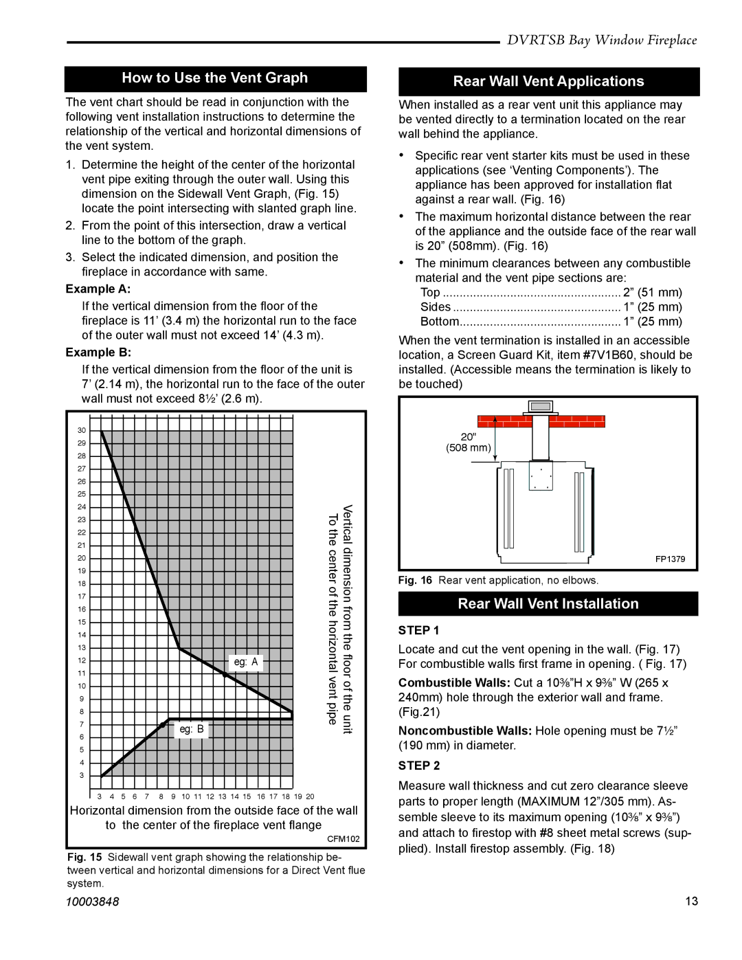 Vermont Casting DVRTSB How to Use the Vent Graph, Rear Wall Vent Applications, Rear Wall Vent Installation, Example a 