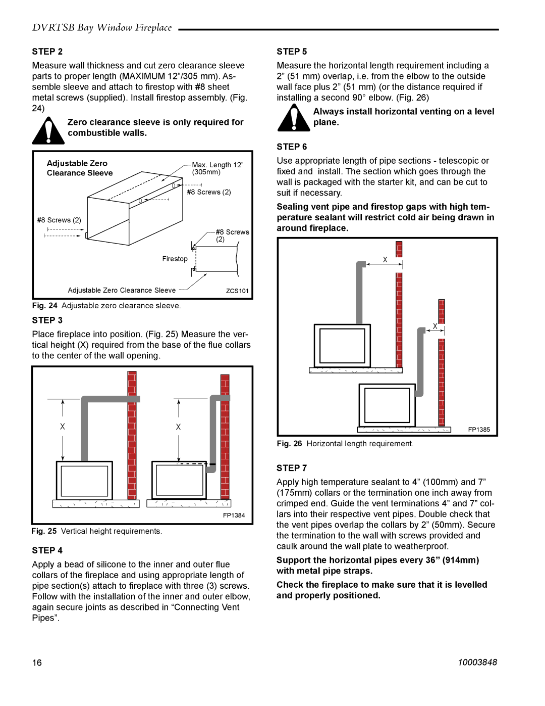 Vermont Casting DVRTSB manual Always install horizontal venting on a level plane, Horizontal length requirement 