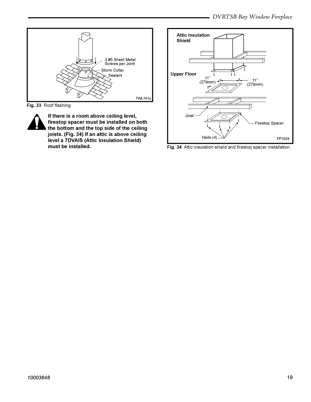 Vermont Casting DVRTSB manual Attic Insulation Shield Upper Floor 