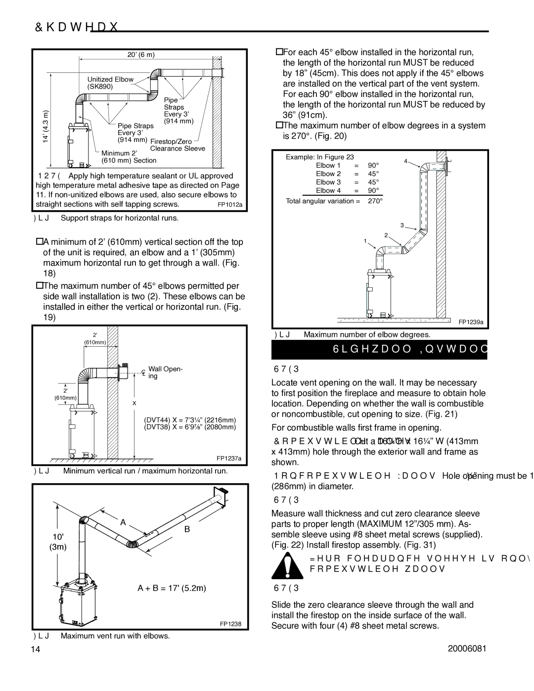 Vermont Casting DVT38 installation instructions Sidewall Installation, Step 