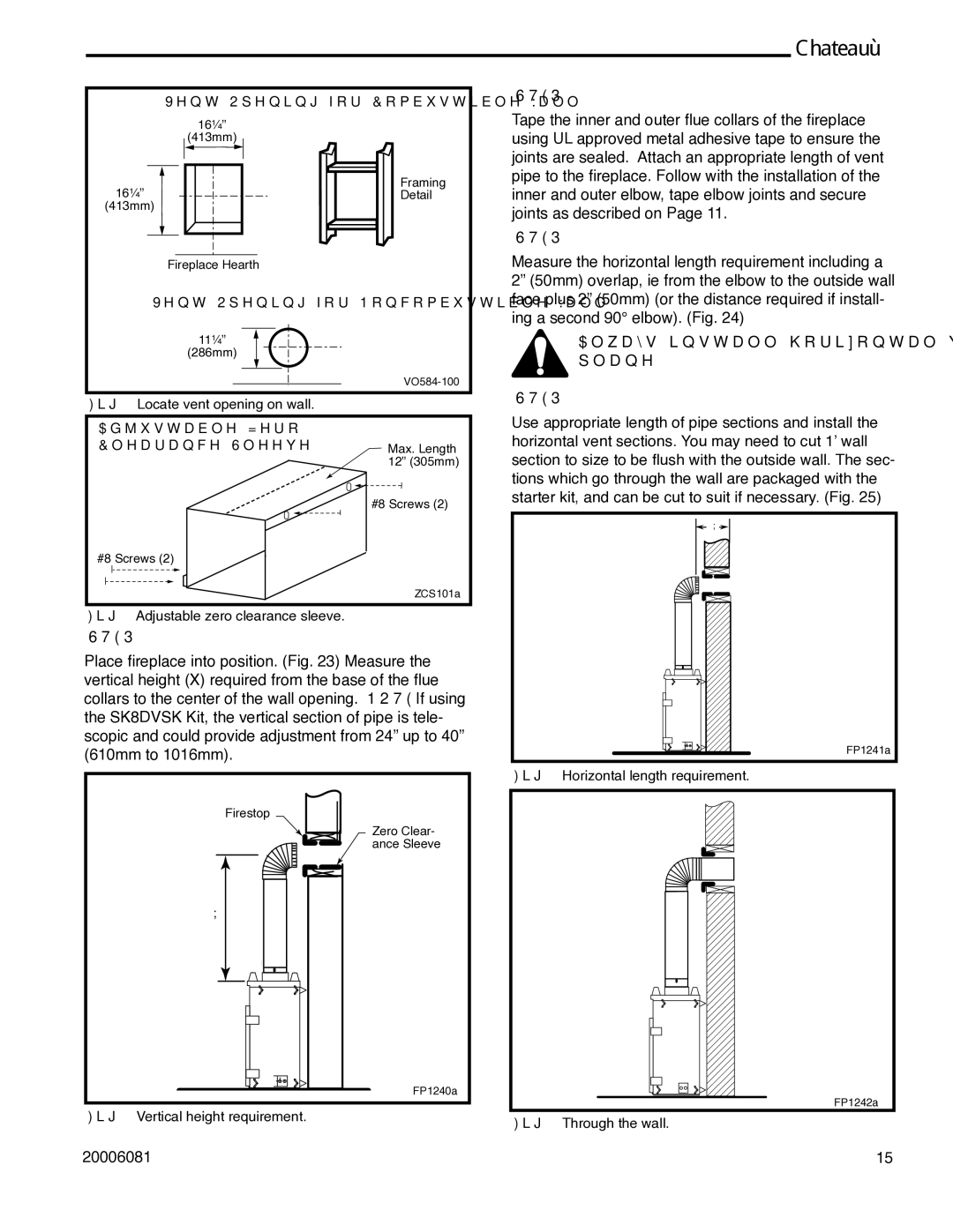 Vermont Casting DVT38 Always install horizontal venting on a level plane, Locate vent opening on wall 