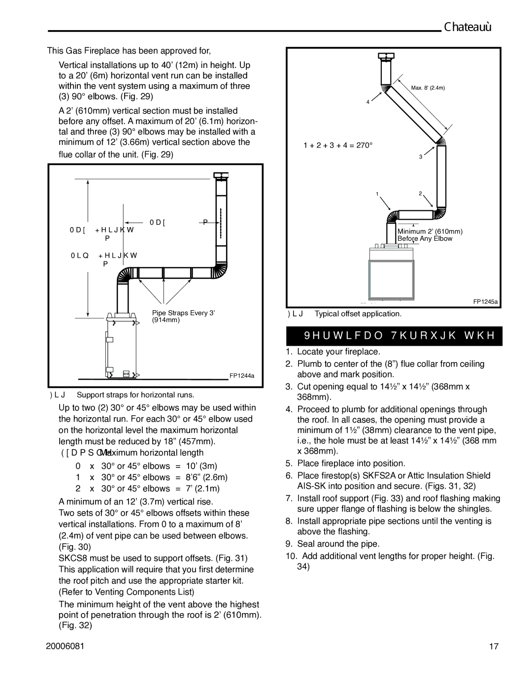 Vermont Casting DVT38 installation instructions Vertical Through-the-Roof Installation, Typical offset application 