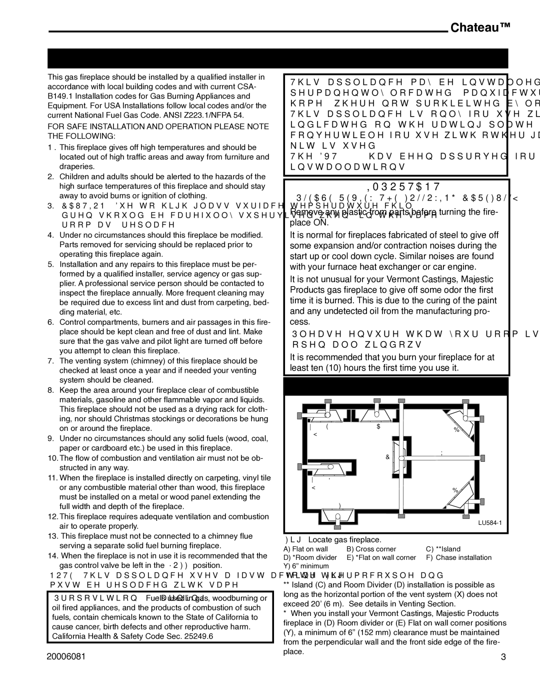 Vermont Casting DVT38 installation instructions Installation & Operating Instructions, Locating Your Fireplace 