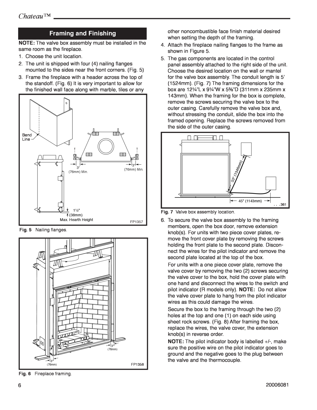 Vermont Casting DVT38 installation instructions Framing and Finishing, Chateau 