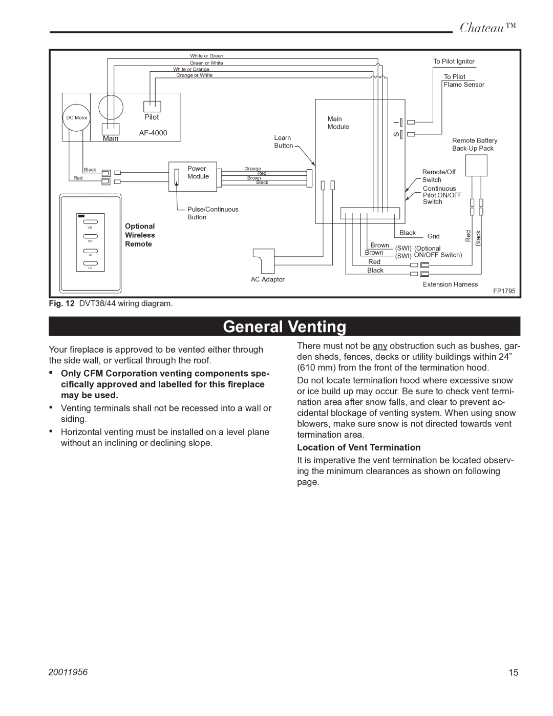 Vermont Casting DVT38IN installation instructions General Venting, Location of Vent Termination 