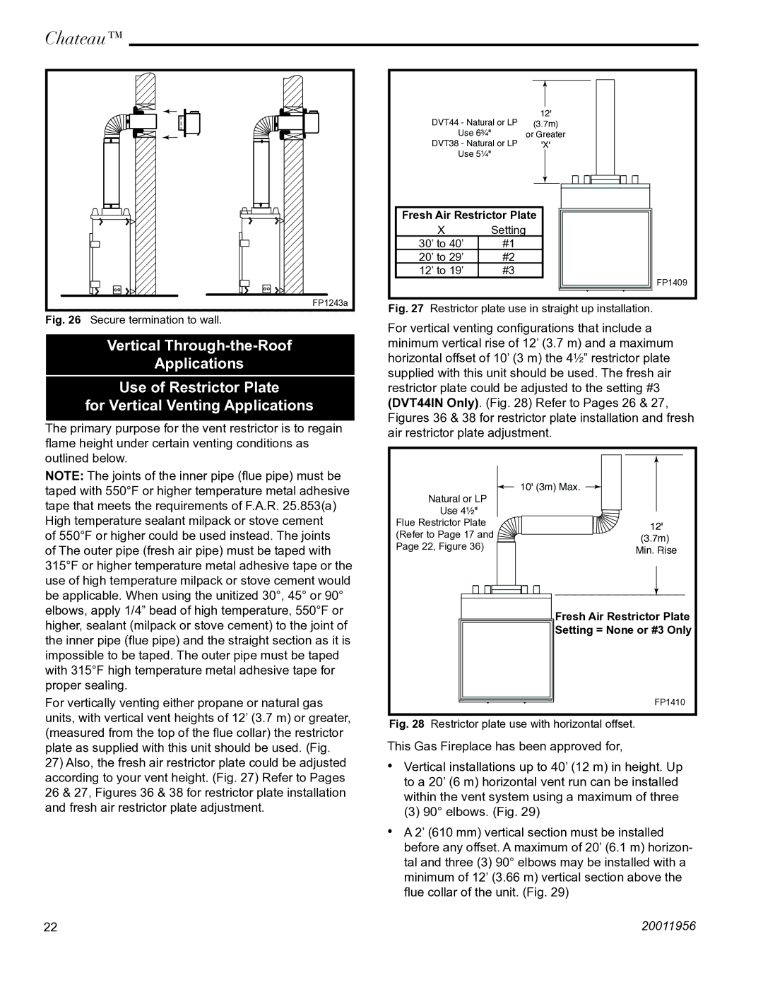 Vermont Casting DVT38IN installation instructions Fresh Air Restrictor Plate 