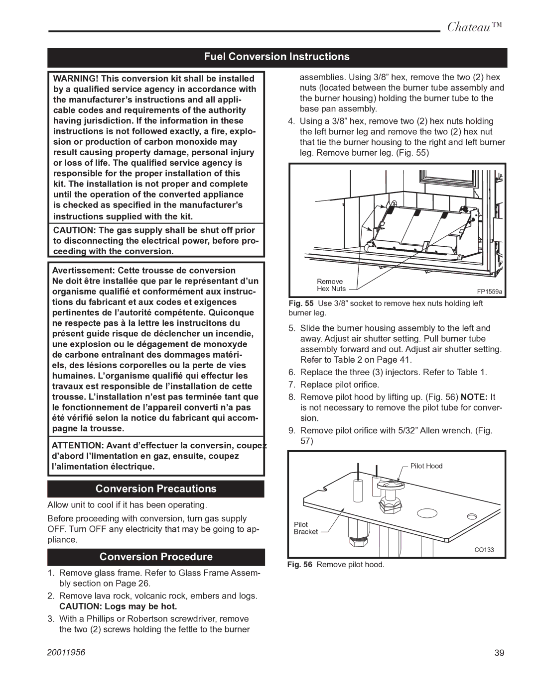 Vermont Casting DVT38IN Fuel Conversion Instructions, Conversion Precautions, Conversion Procedure 