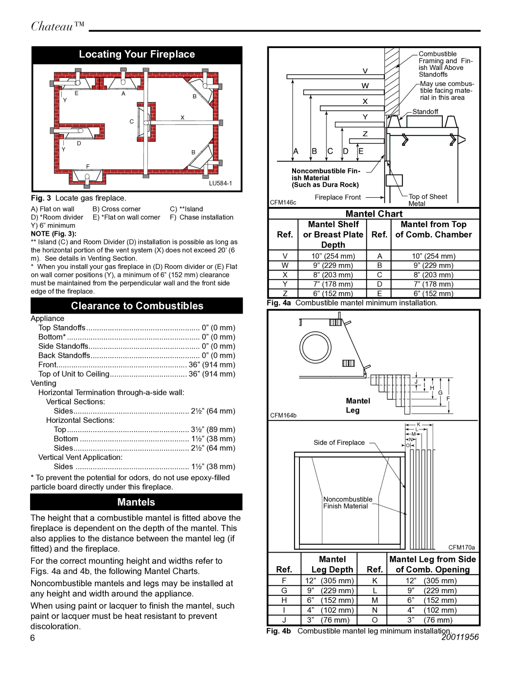 Vermont Casting DVT38IN installation instructions Locating Your Fireplace, Clearance to Combustibles, Mantels 