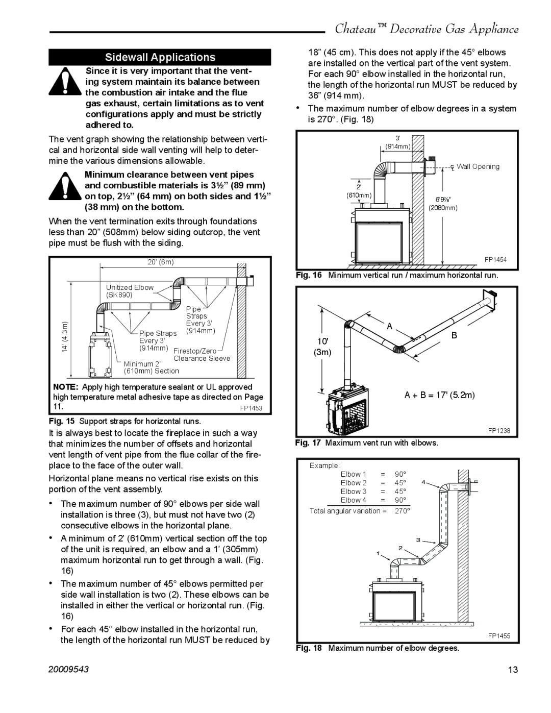 Vermont Casting DVT38S2 installation instructions Sidewall Applications, Mm on the bottom 