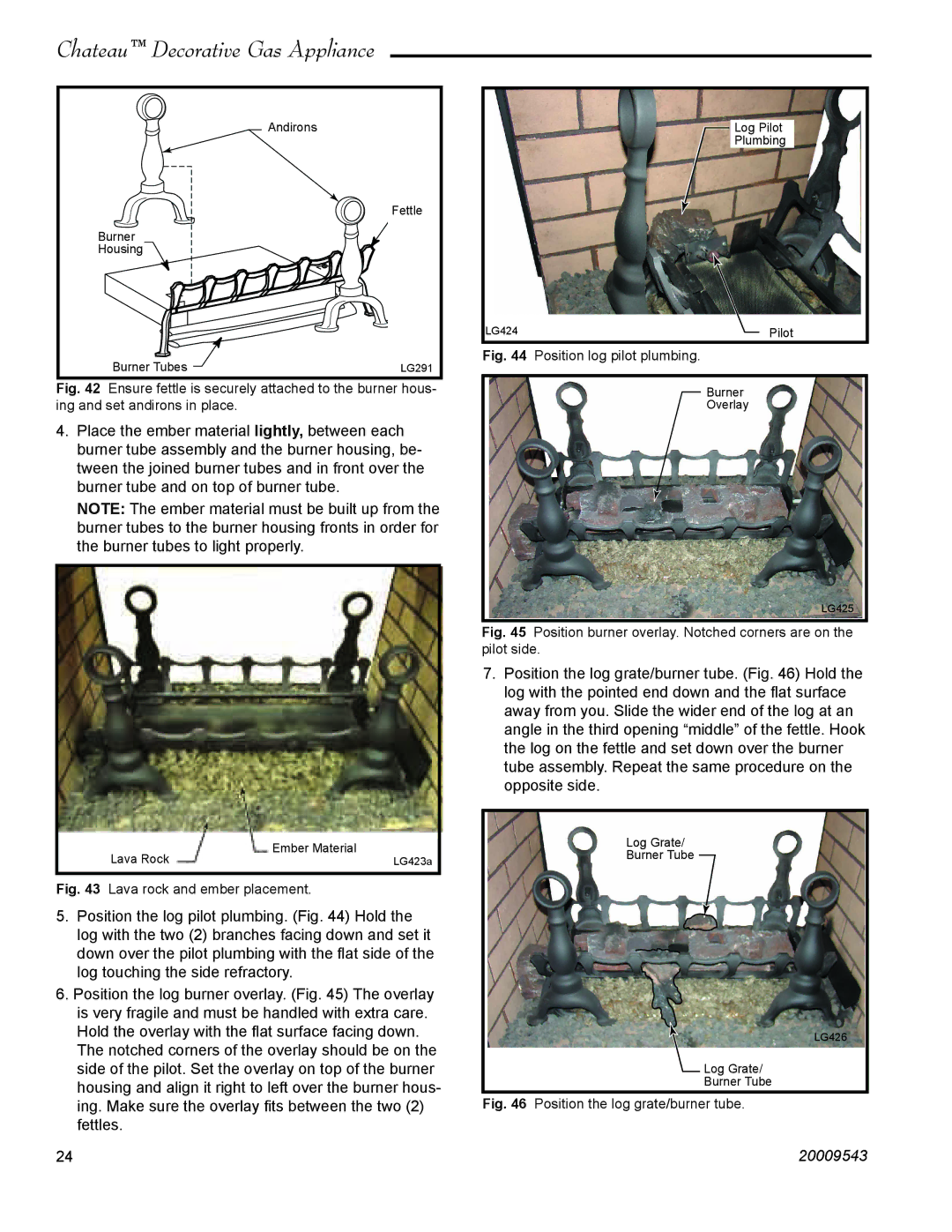 Vermont Casting DVT38S2 installation instructions Lava rock and ember placement 