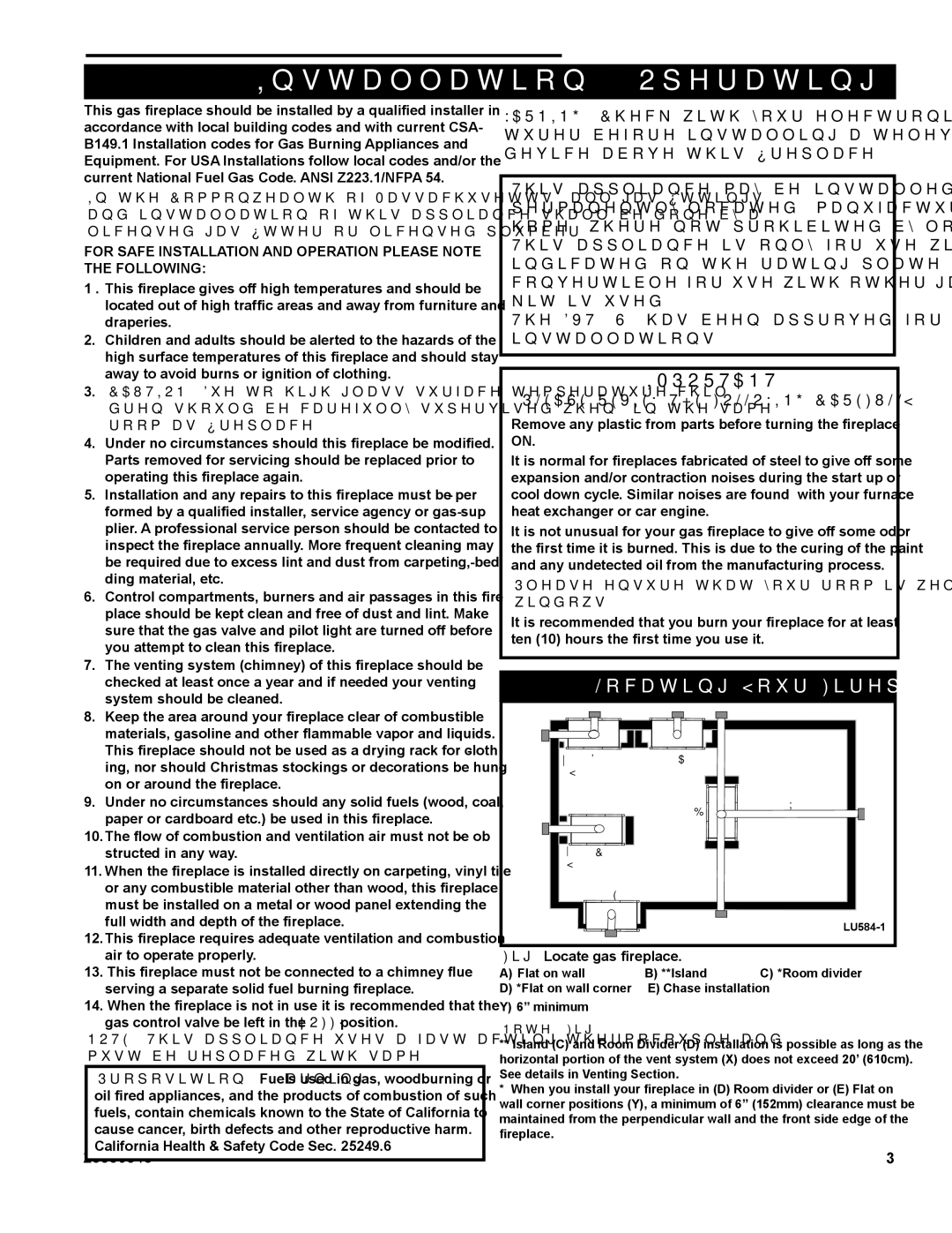 Vermont Casting DVT38S2 installation instructions Installation & Operating Instructions, Locating Your Fireplace 