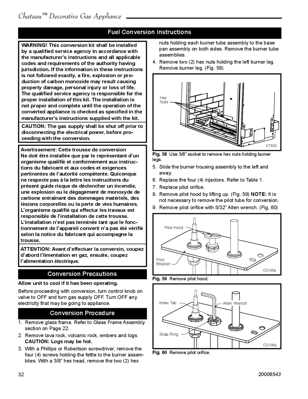 Vermont Casting DVT38S2 Fuel Conversion Instructions, Conversion Precautions, Conversion Procedure 