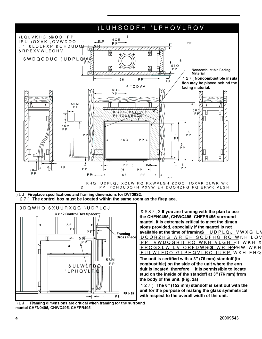 Vermont Casting DVT38S2 installation instructions Standard Framing, Mantel Surround Framing, Critical, Dimension 