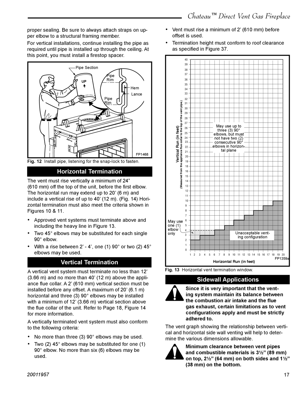 Vermont Casting DVT38S2IN installation instructions Horizontal Termination, Vertical Termination, Sidewall Applications 