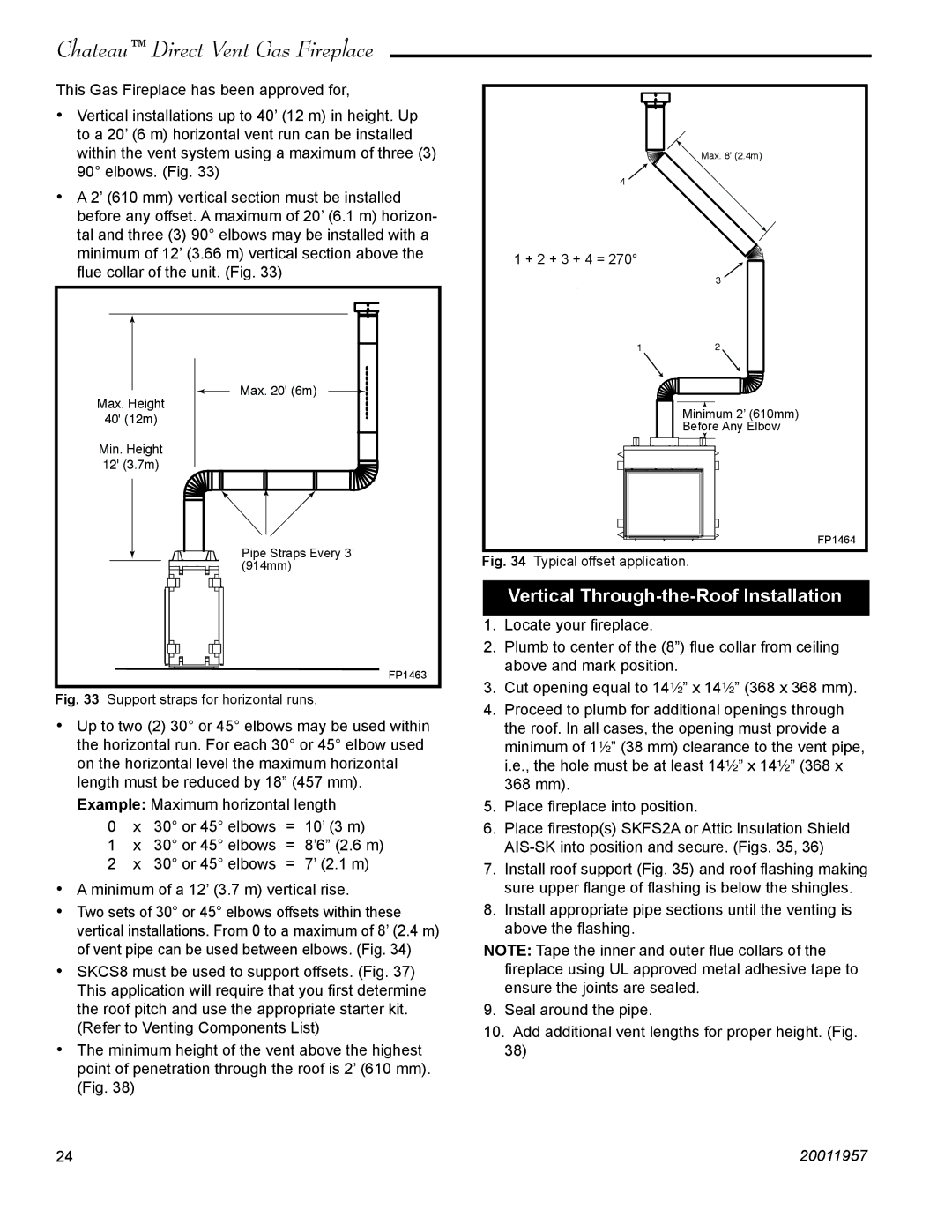 Vermont Casting DVT38S2IN installation instructions Vertical Through-the-Roof Installation, + 2 + 3 + 4 = 